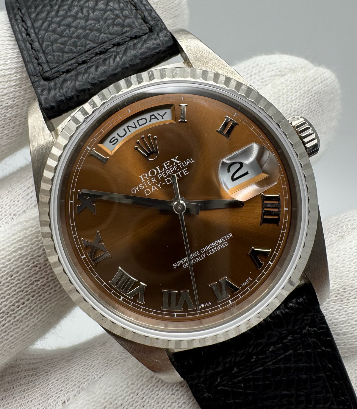 Rolex Day-Date 18239 White Gold Brown/Bronze Dial Rare 1999 (Unpolished)