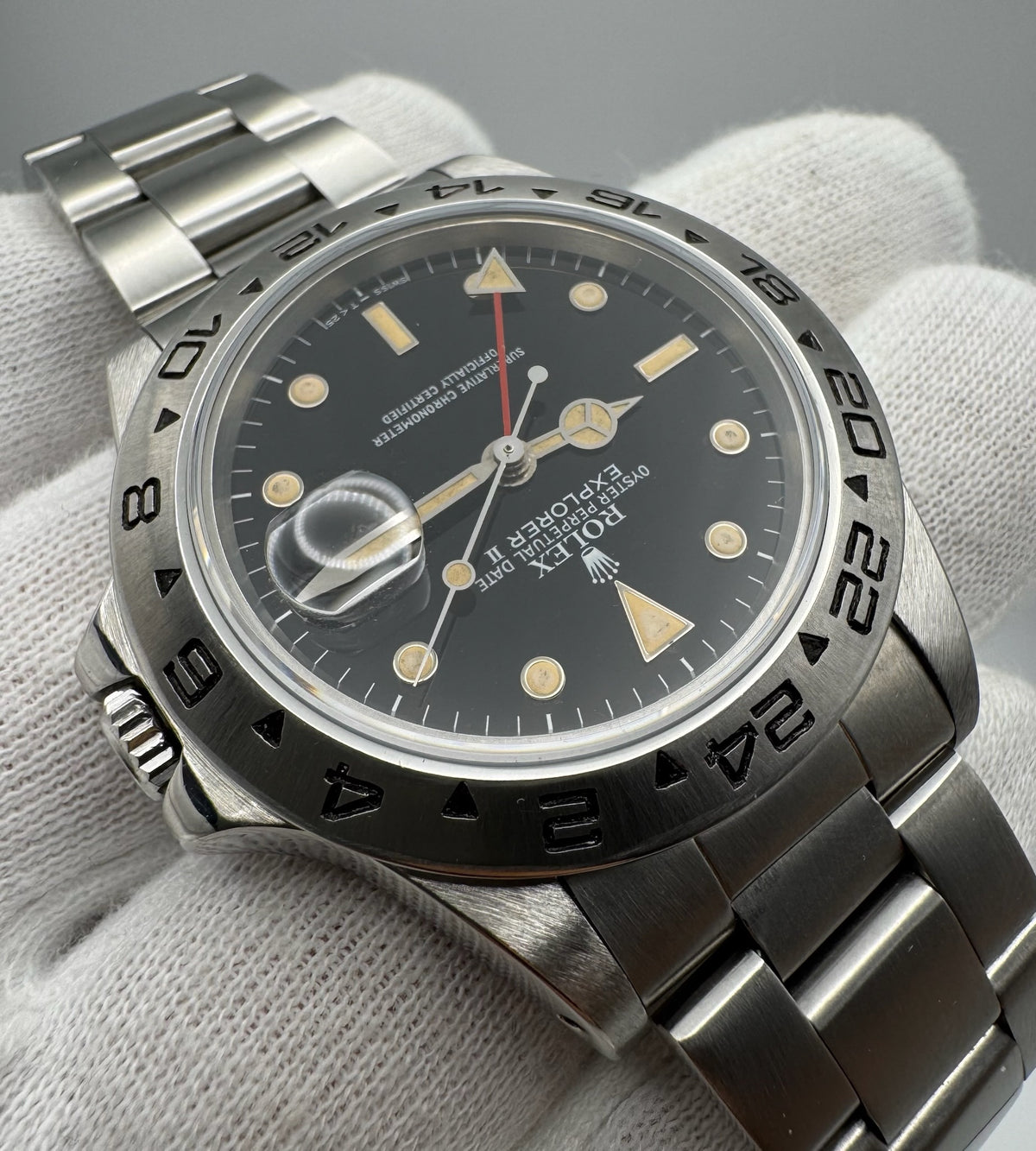 Rolex Explorer II 16550 Black Dial Yellow Patina 1983