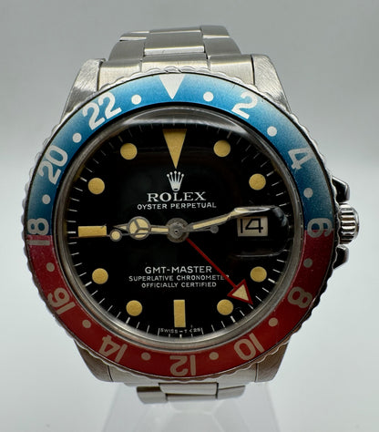 Rolex GMT-Master 1675 Fat Font Red Back Pepsi Insert Mark IV All Red GMT Hand