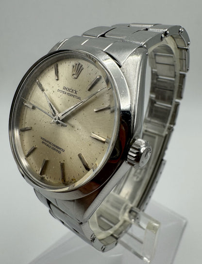 Rolex Oyster Perpetual 34 Full Steel Riveted Bracelet Silver Dial 1966 (Serviced)