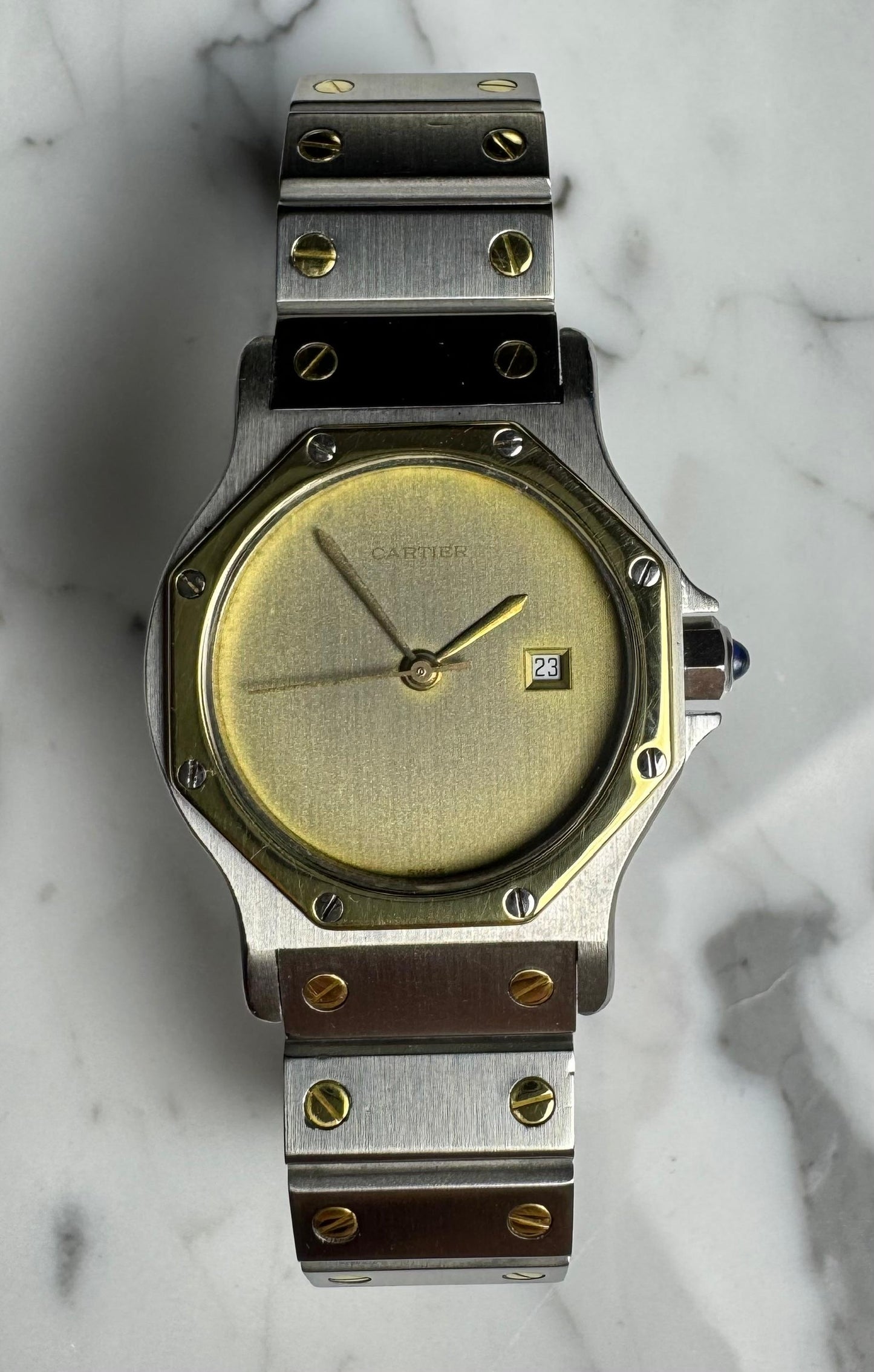 Cartier Santos Octagon Automatic Two-Tone Large Model Ghost/Grey Dial 1990 (Serviced)
