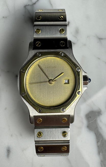 Cartier Santos Octagon Automatic Two-Tone Large Model Ghost/Grey Dial 1990 (Serviced)