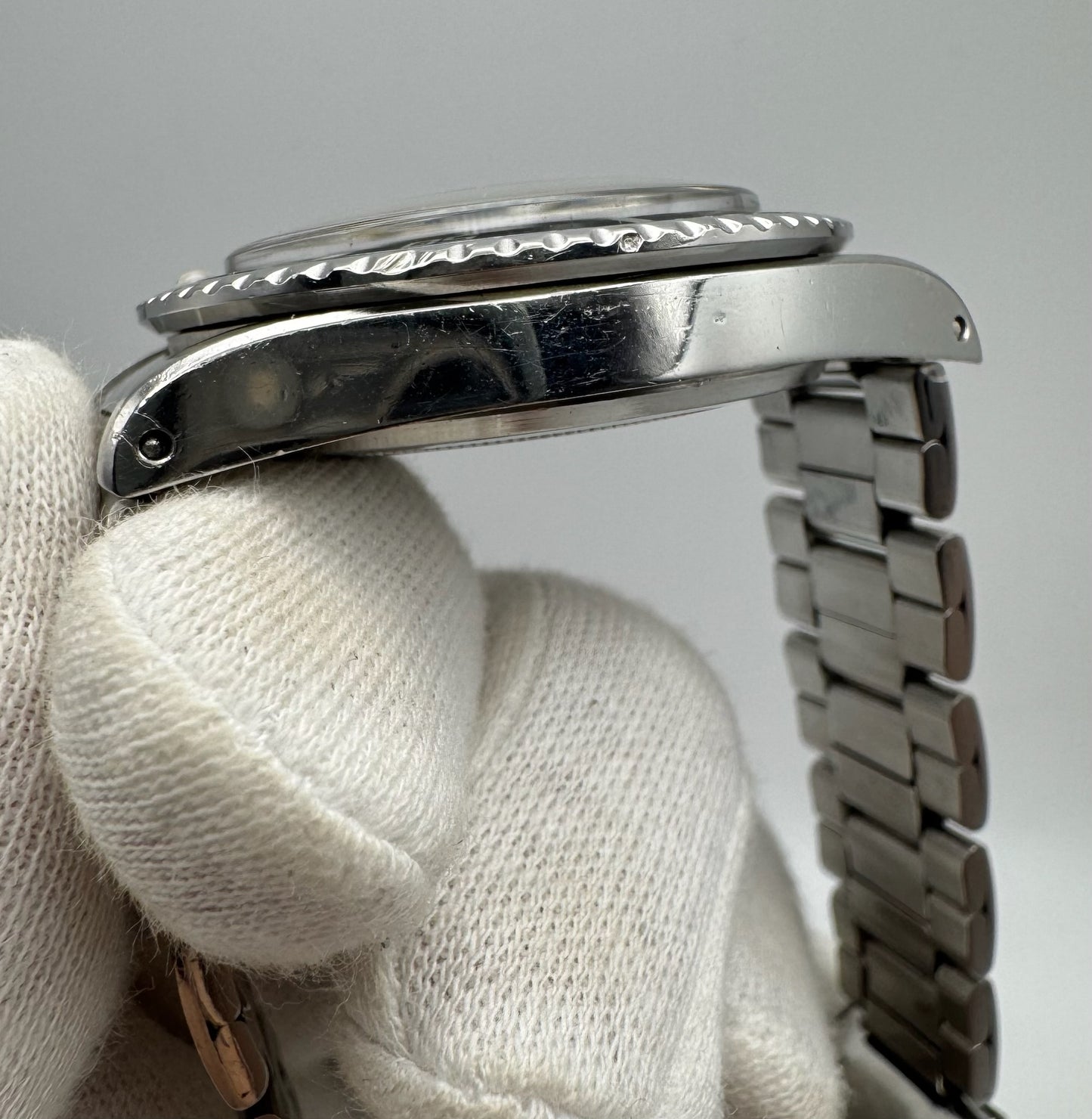 Tudor Submariner Snowflake Full Steel Black Pumpkin Patina Blue Insert Rare Confetti Dial 1968 (Unpolished/Serviced)