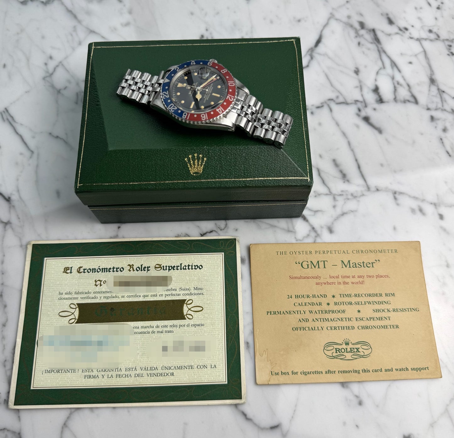 Rolex GMT-Master 1675 PCG Mirror Glossy Gilt Chapter Ring Exclamation Point 1962 (Full-Set/Serviced)