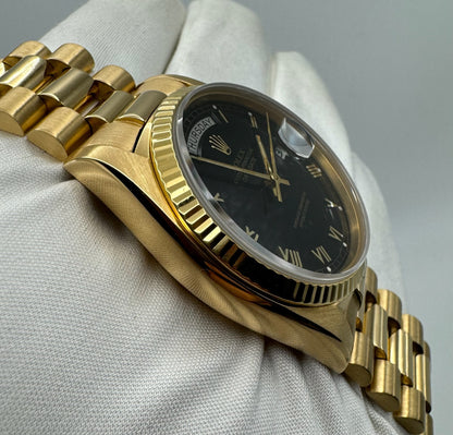 Rolex Day-Date 18K Full Gold OEM Black Roman Dial 1979