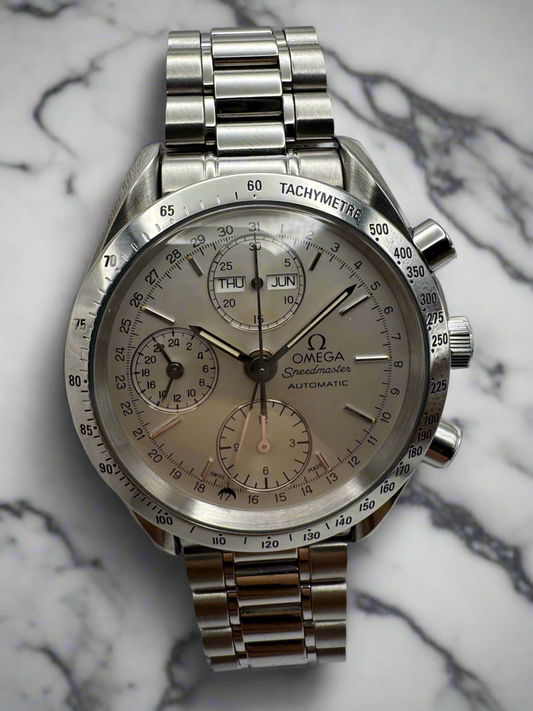 Omega Speedmaster Reduced Date Annual Calendar Chronograph Silver Dial (Papers/Mint)