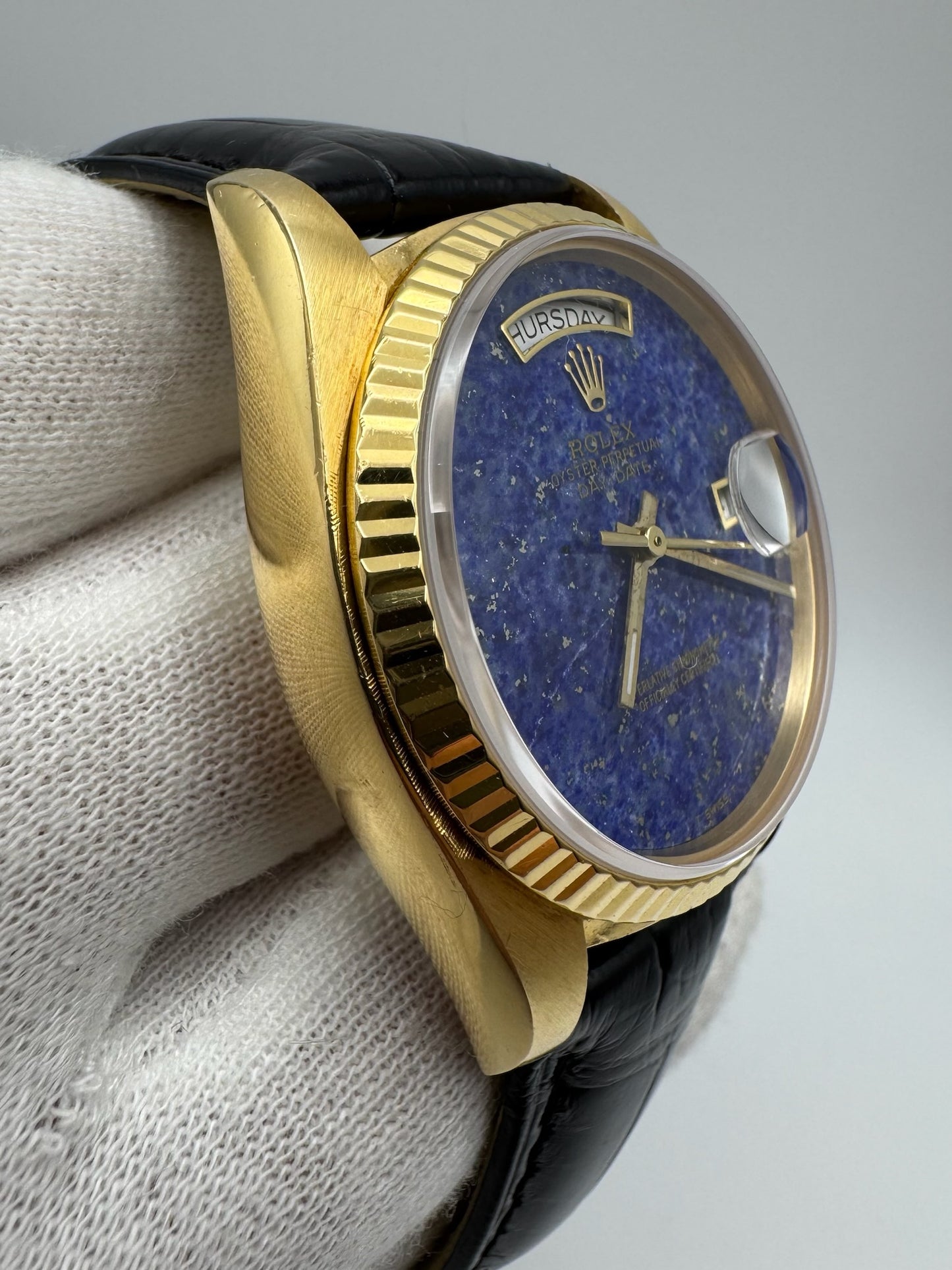 Rolex Day-Date 36 Yellow Gold Lapis Lazuli Aftermarket Dial (Serviced/Unpolished)