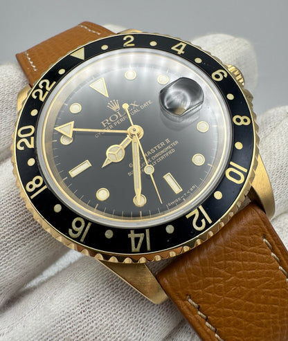 Rolex GMT-Master II 16718 Yellow Gold Head Black Tritium Dial 1991 (Mint/Serviced)