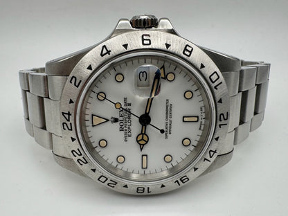 Rolex Explorer II Polar “Chicchi Di Mais” Full Steel 1990 Porcelain Dial Yellow Patina (Serviced)