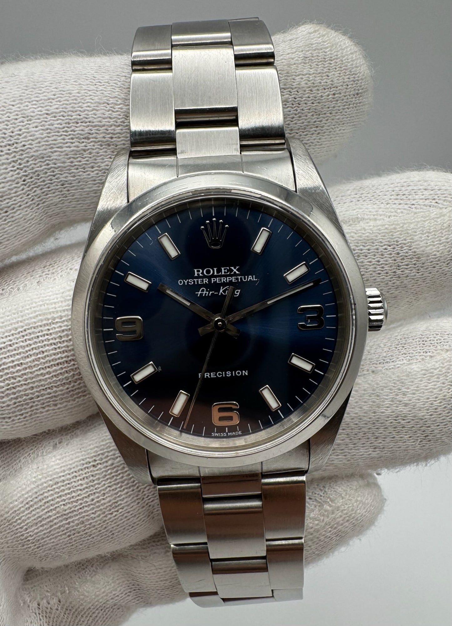 Rolex Air King Steel 34 Blue Dial (Unpolished)
