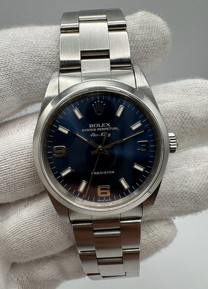 Rolex Air King Steel 34 Blue Dial (Unpolished)