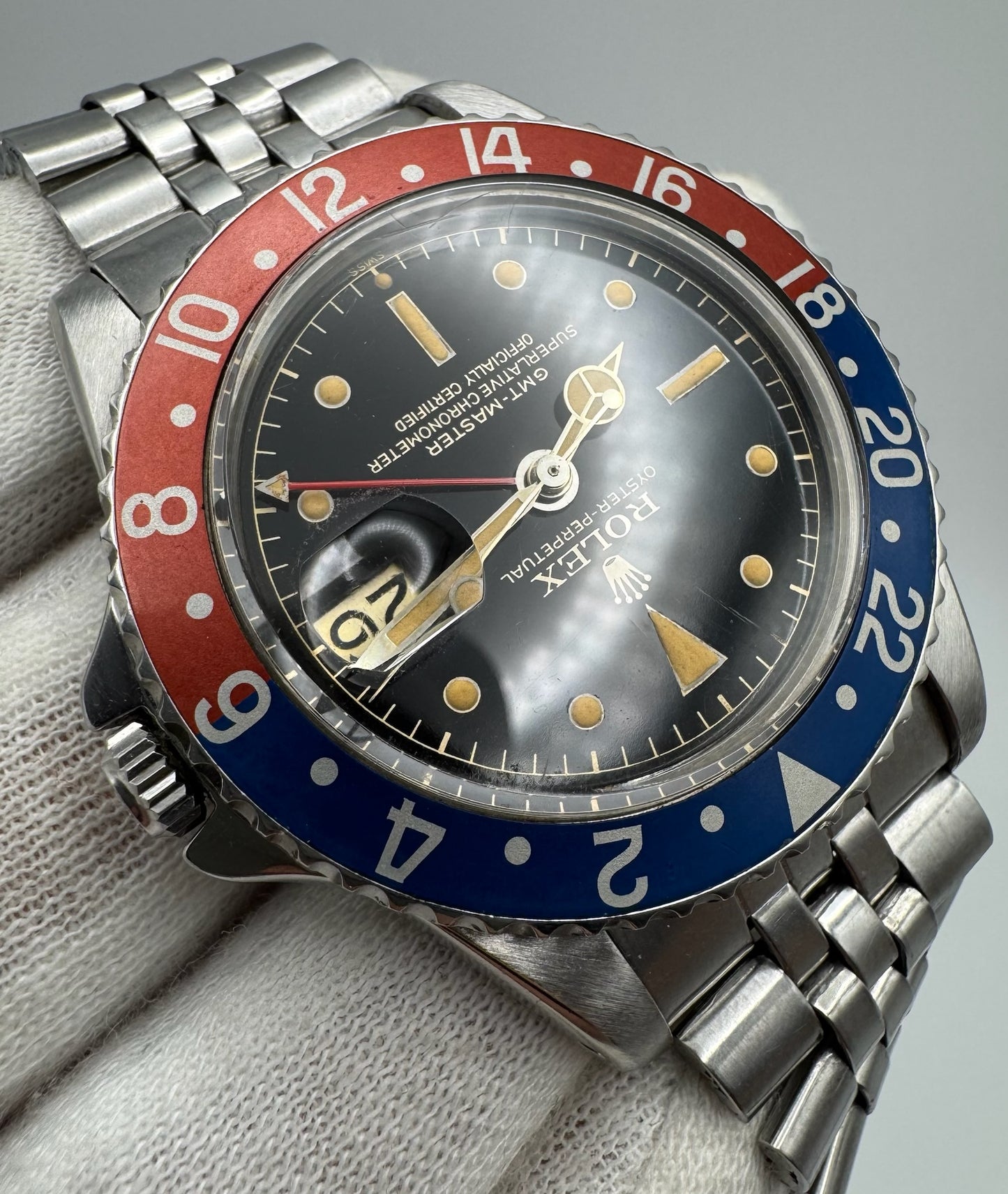 Rolex GMT-Master 1675 PCG Mirror Glossy Gilt Chapter Ring Exclamation Point 1962 (Full-Set/Serviced)