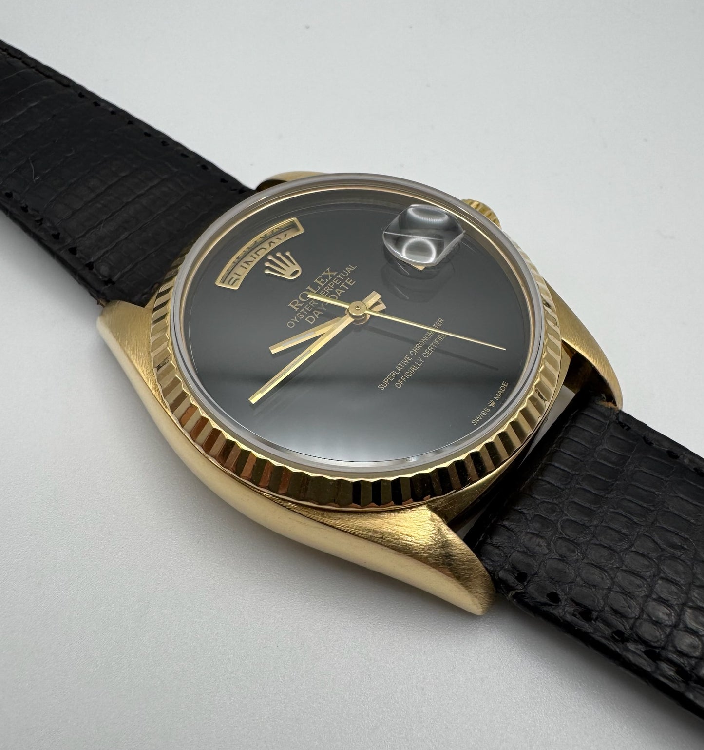 Rolex Day-Date 36 Yellow Gold Aftermarket Onyx Dial 1979 (Serviced)