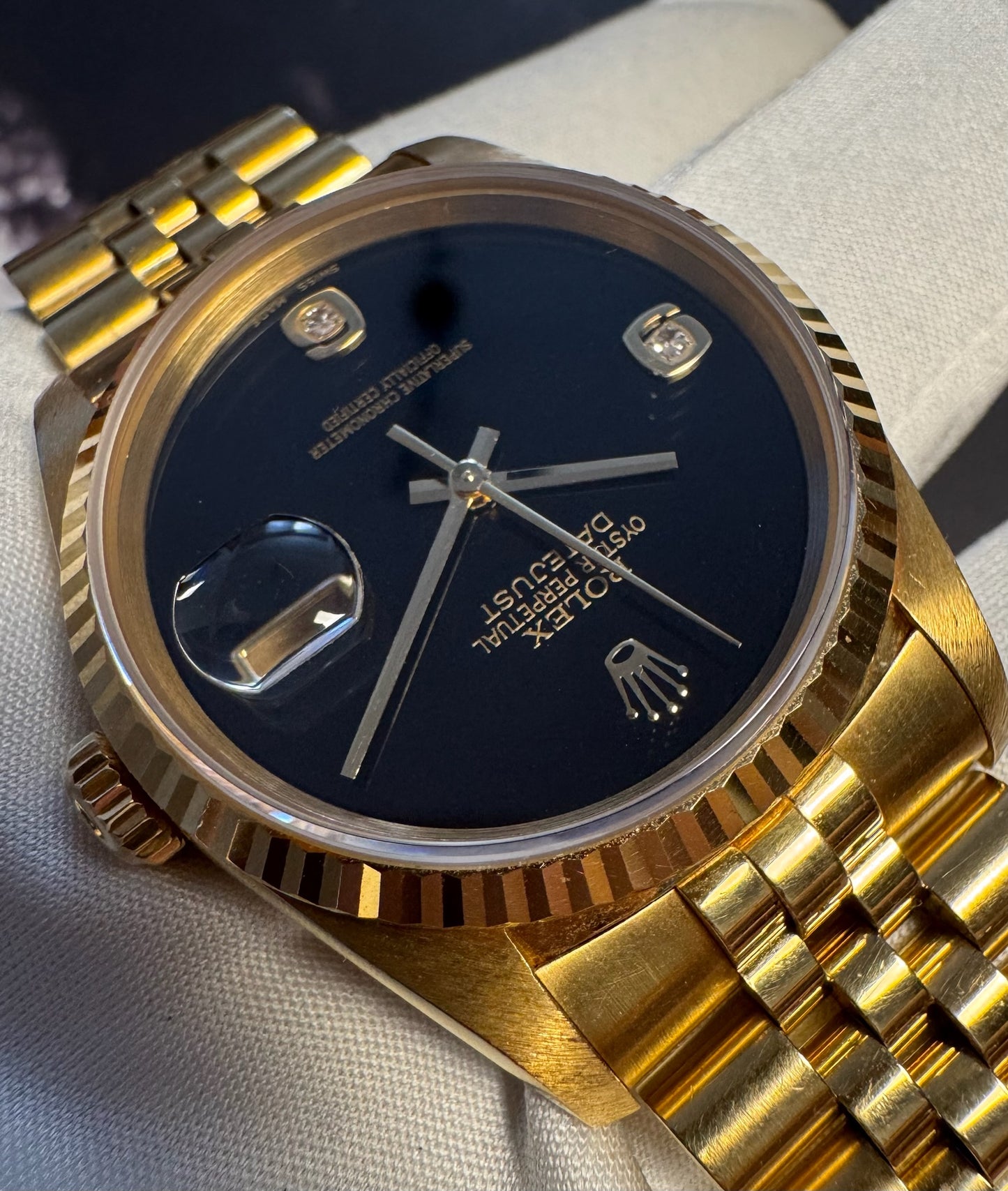 Rolex Datejust 36 Full Yellow Gold Jubilee Factory Onyx Dial 1995 (Unpolished)