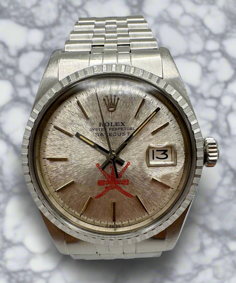 Rolex Datejust 1603 Etched Dial Red “Khanjar” Logo (Unpolished)