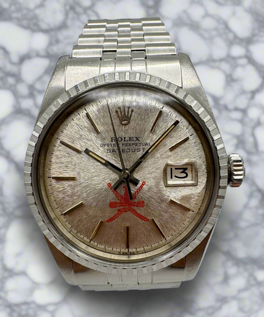 Rolex Datejust 1603 Etched Dial Red “Khanjar” Logo (Unpolished)