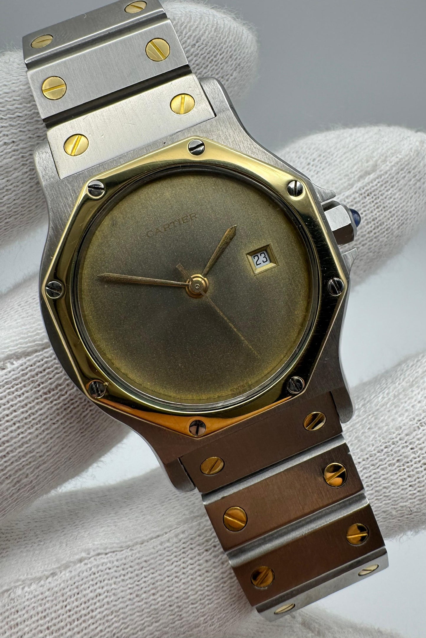 Cartier Santos Octagon Automatic Two-Tone Large Model Ghost/Grey Dial 1990 (Serviced)
