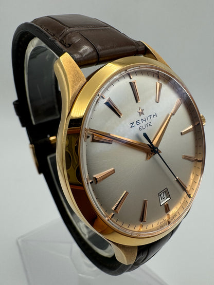 Zenith Captain Elite Rose Gold Ultra Thin with Silver Dial (New/Full-Set)