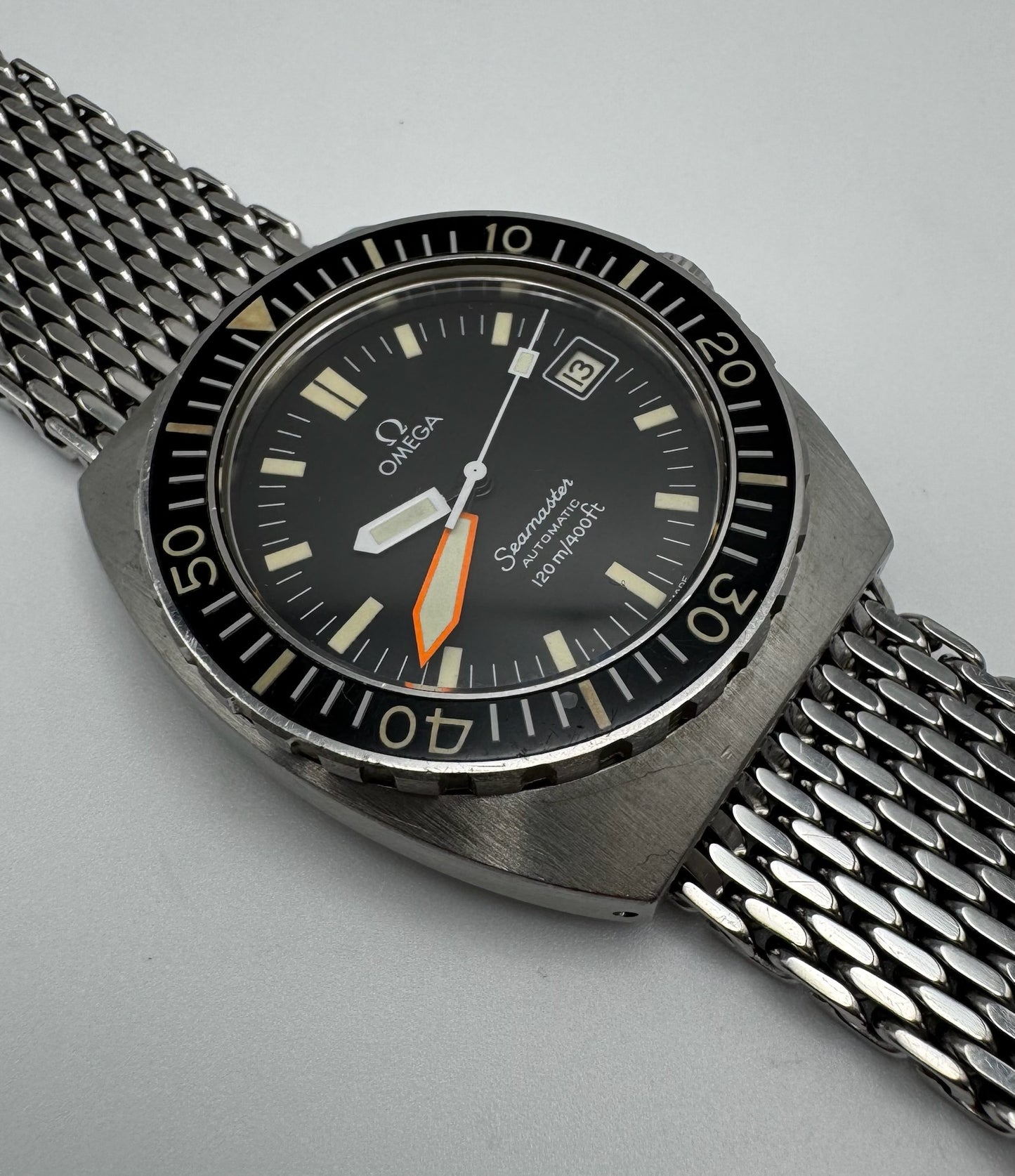 Omega Seamaster Baby Ploprof Full Steel Mesh Bracelet Yellow Patina (Unpolished/Serviced)