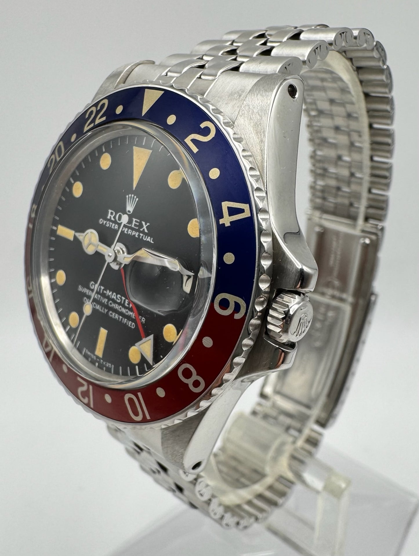 Rolex GMT-Master 1675 MK1 Long E Pepsi Red Back Insert Nice Patina 1968 (Serviced)