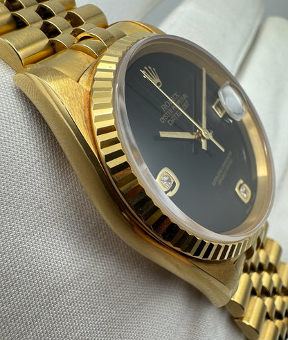 Rolex Datejust 36 Full Yellow Gold Jubilee Factory Onyx Dial 1995 (Unpolished)