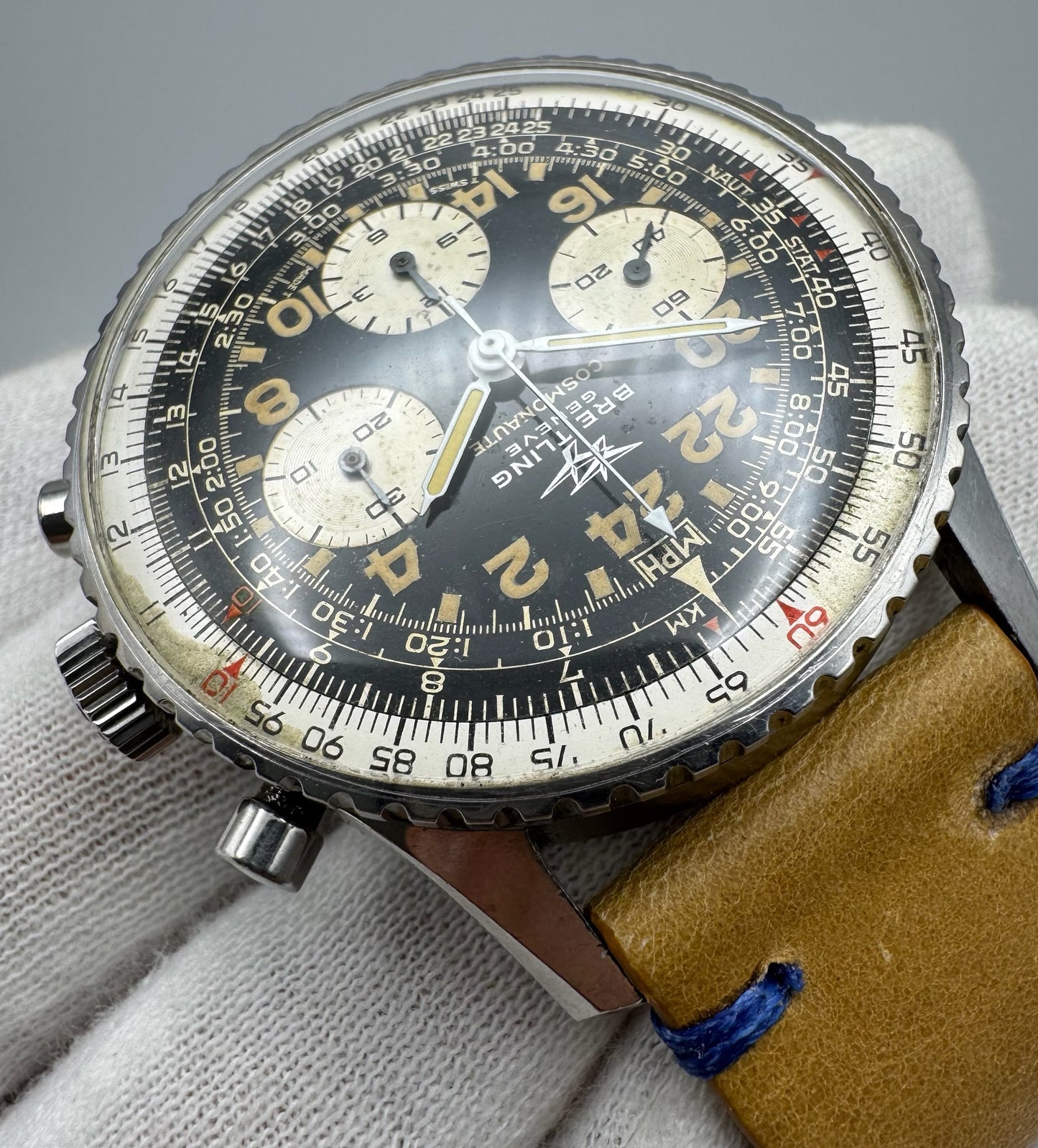 Breitling Navitimer Cosmonaute 809 Steel Heavy Patina Jordanian Military Pilot (Unpolished/Serviced)