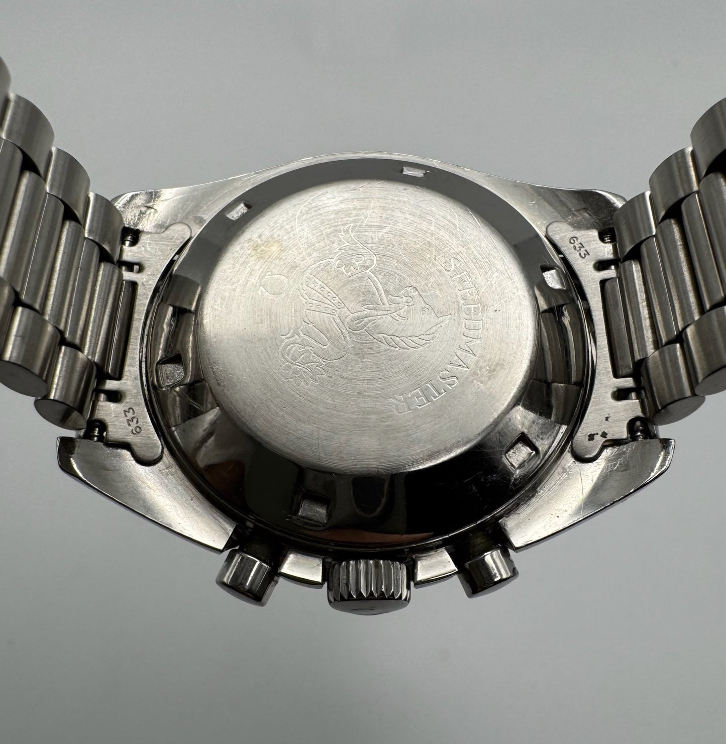 Omega Speedmaster Professional Moonwatch Full Steel Ghost Bezel Yellow Patina Step Dial 1969 (Serviced)