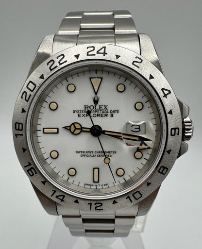 Rolex Explorer II Polar “Chicchi Di Mais” Full Steel 1990 Porcelain Dial Yellow Patina (Serviced)