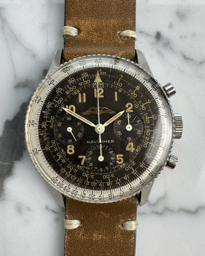 Breitling Navitimer 806 AOPA Steel Tropical Brown Dial Yellow Patina Bead Bezel (Unpolished/Serviced)