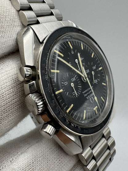 Omega Speedmaster Professional Moonwatch Full Steel Ghost Bezel Yellow Patina Step Dial 1969 (Serviced)