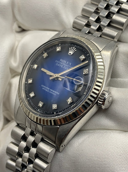 Rolex Datejust with Factory Blue Vignette Diamond Dial