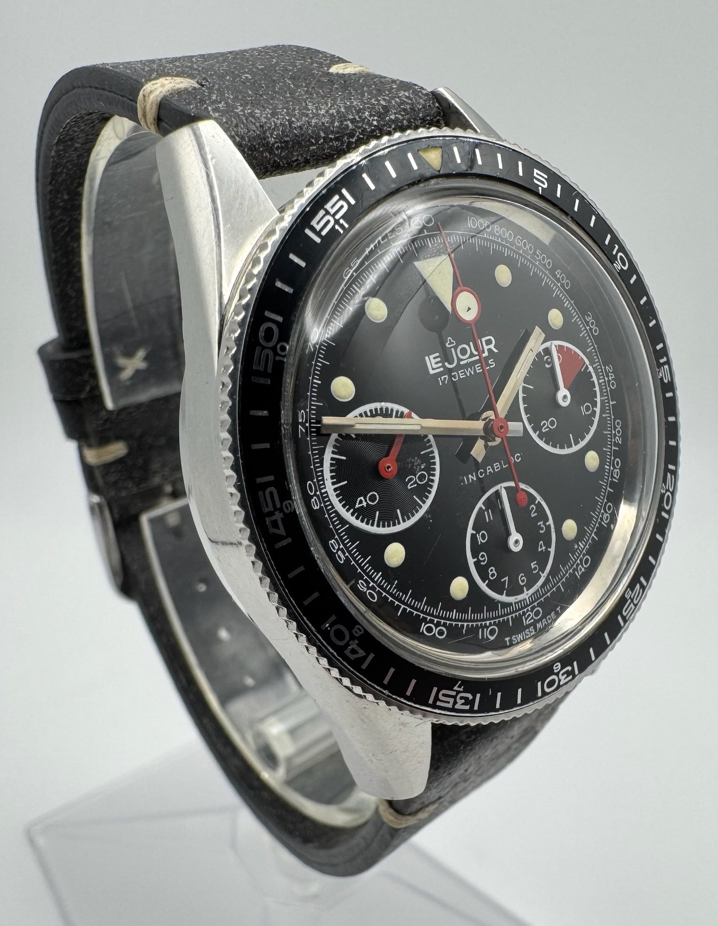 Le Jour Chronograph Vintage Steel 39 Glossy Tritium Dial 1970s