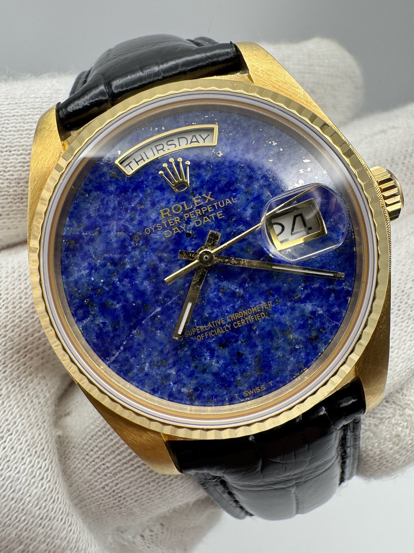 Rolex Day-Date 36 Yellow Gold Lapis Lazuli Aftermarket Dial (Serviced/Unpolished)