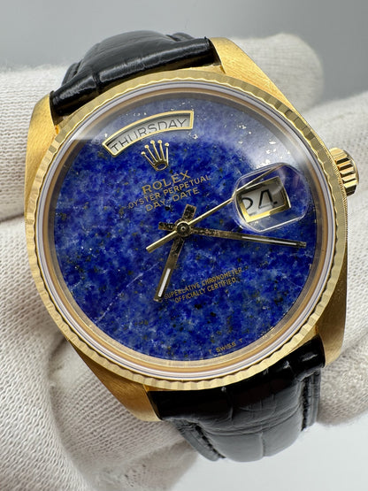 Rolex Day-Date 36 Yellow Gold Lapis Lazuli Aftermarket Dial (Serviced/Unpolished)