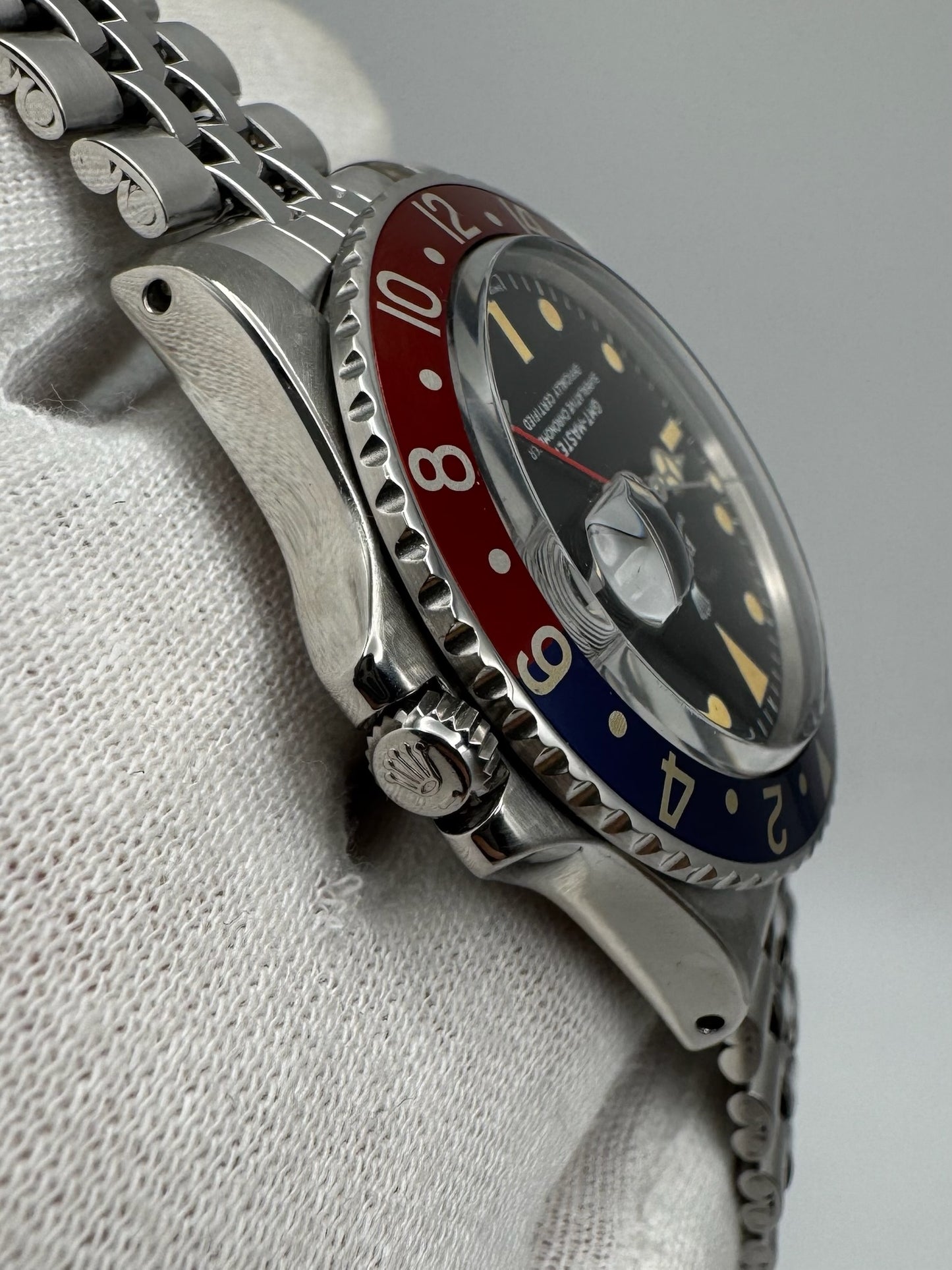 Rolex GMT-Master 1675 MK1 Long E Pepsi Red Back Insert Nice Patina 1968 (Serviced)