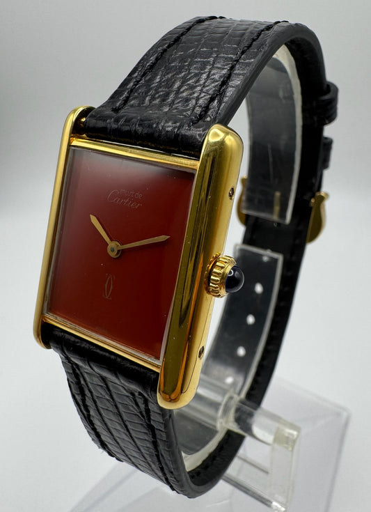 Cartier Tank Vermeil Manual with Rare Burgundy Dial (Serviced)