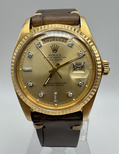 Rolex Day-Date 36 Yellow Gold Head 18K Factory Diamond Dial 1977 (Service Papers/Serviced)
