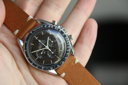 Omega Speedmaster Professional Moonwatch Tropical Brown Dial Heavy Patina Blue Insert 1969 (Serviced)