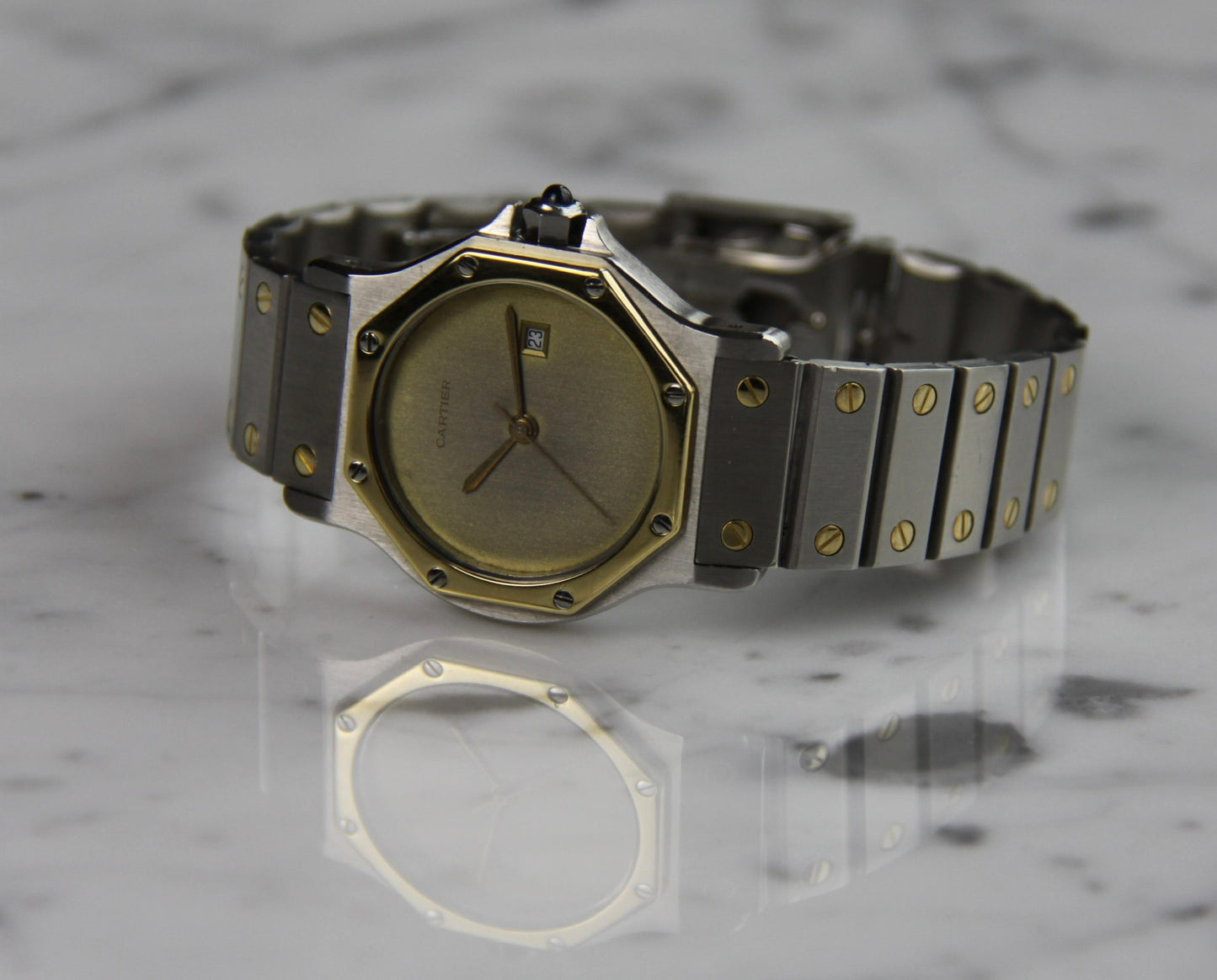 Cartier Santos Octagon Automatic Two-Tone Large Model Ghost/Grey Dial 1990 (Serviced)
