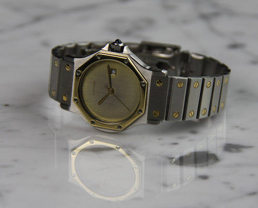 Cartier Santos Octagon Automatic Two-Tone Large Model Ghost/Grey Dial 1990 (Serviced)