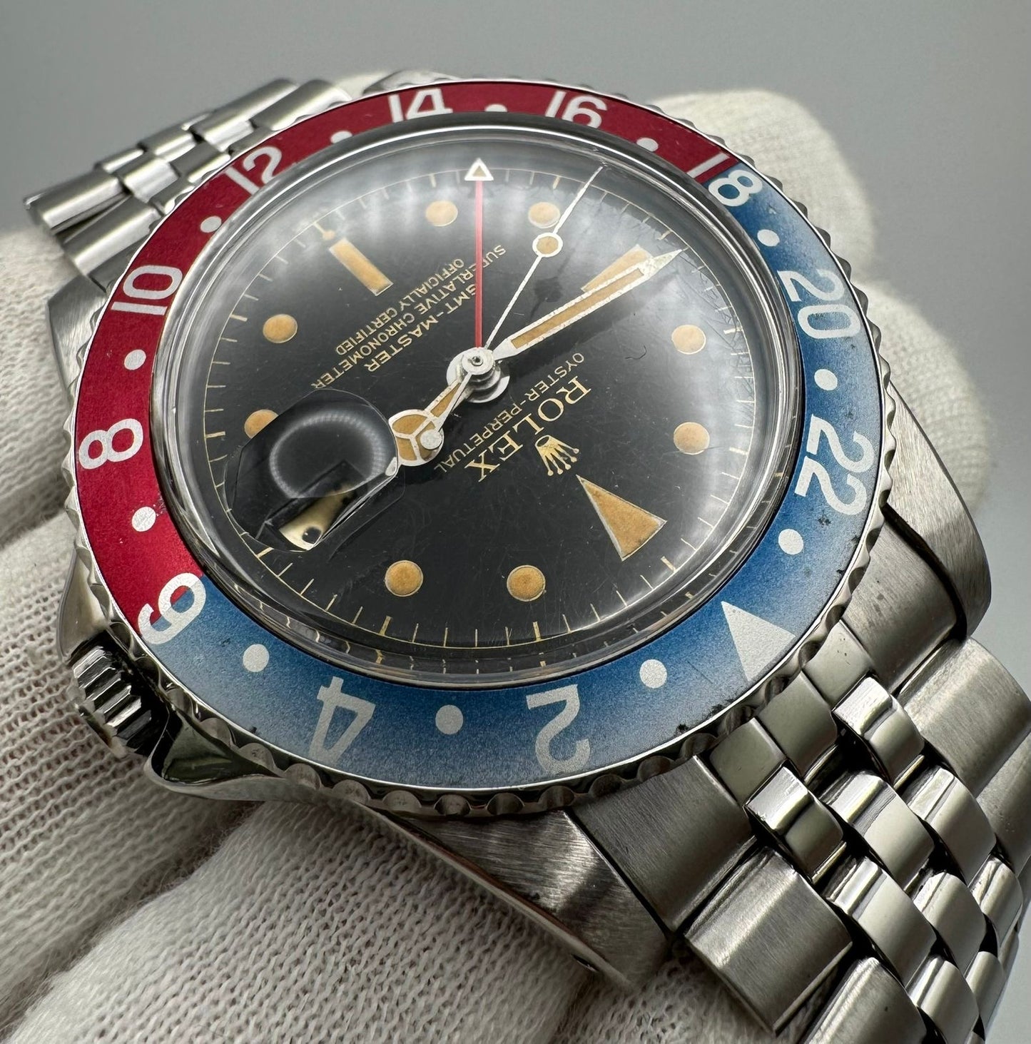 Rolex GMT-Master 1675 PCG Jubilee Glossy Gilt Chapter Ring/Exclamation Point 1960 (Serviced)