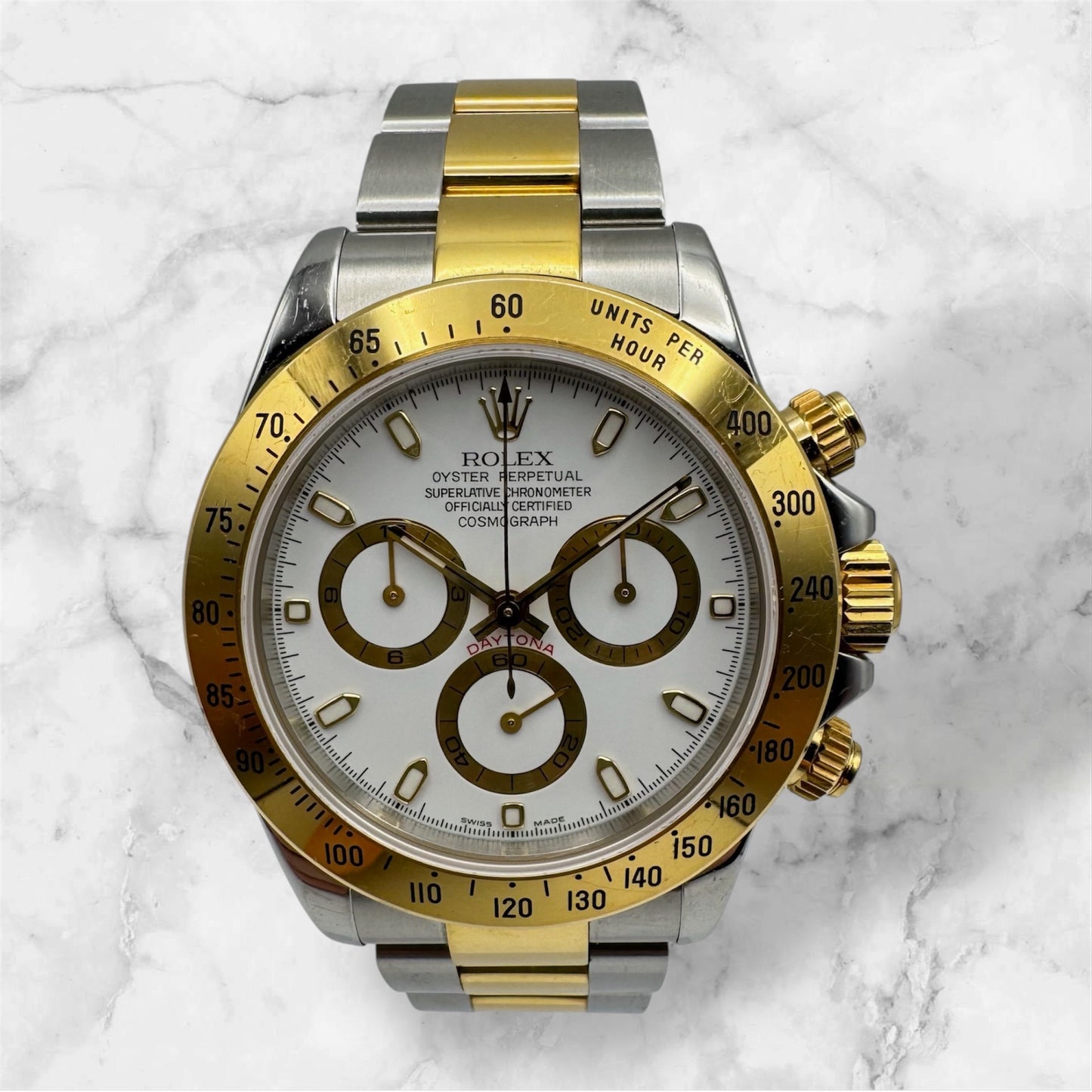 Rolex Daytona 116523 Steel/Yellow Gold White Dial Original Owner 2004 (Full-Set/Unpolished)
