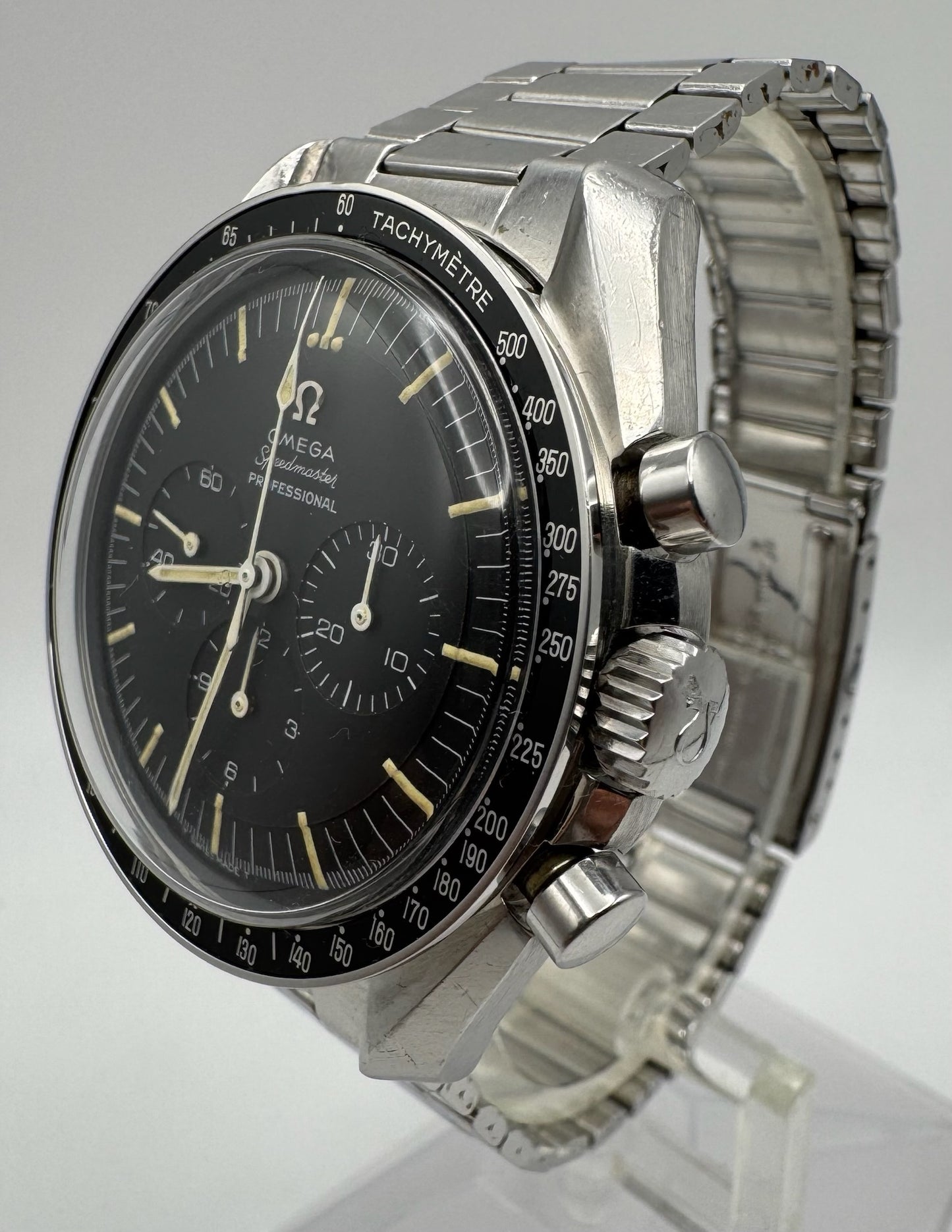 Omega Speedmaster Professional Moonwatch Chronograph Cal. 321 Full Steel Heavy Patina Original Owner 1965 (Unpolished)