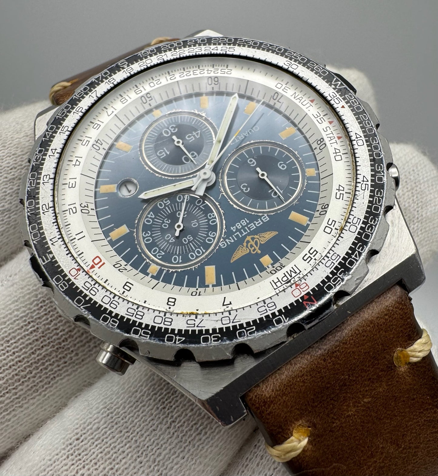 Breitling Jupiter Pilot Navitimer Jupiter Pilot Quartz Blue Tritium Dial Very Rare (Unpolished)