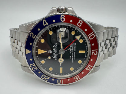 Rolex GMT-Master 1675 MK1 Long E Pepsi Red Back Insert Nice Patina 1968 (Serviced)