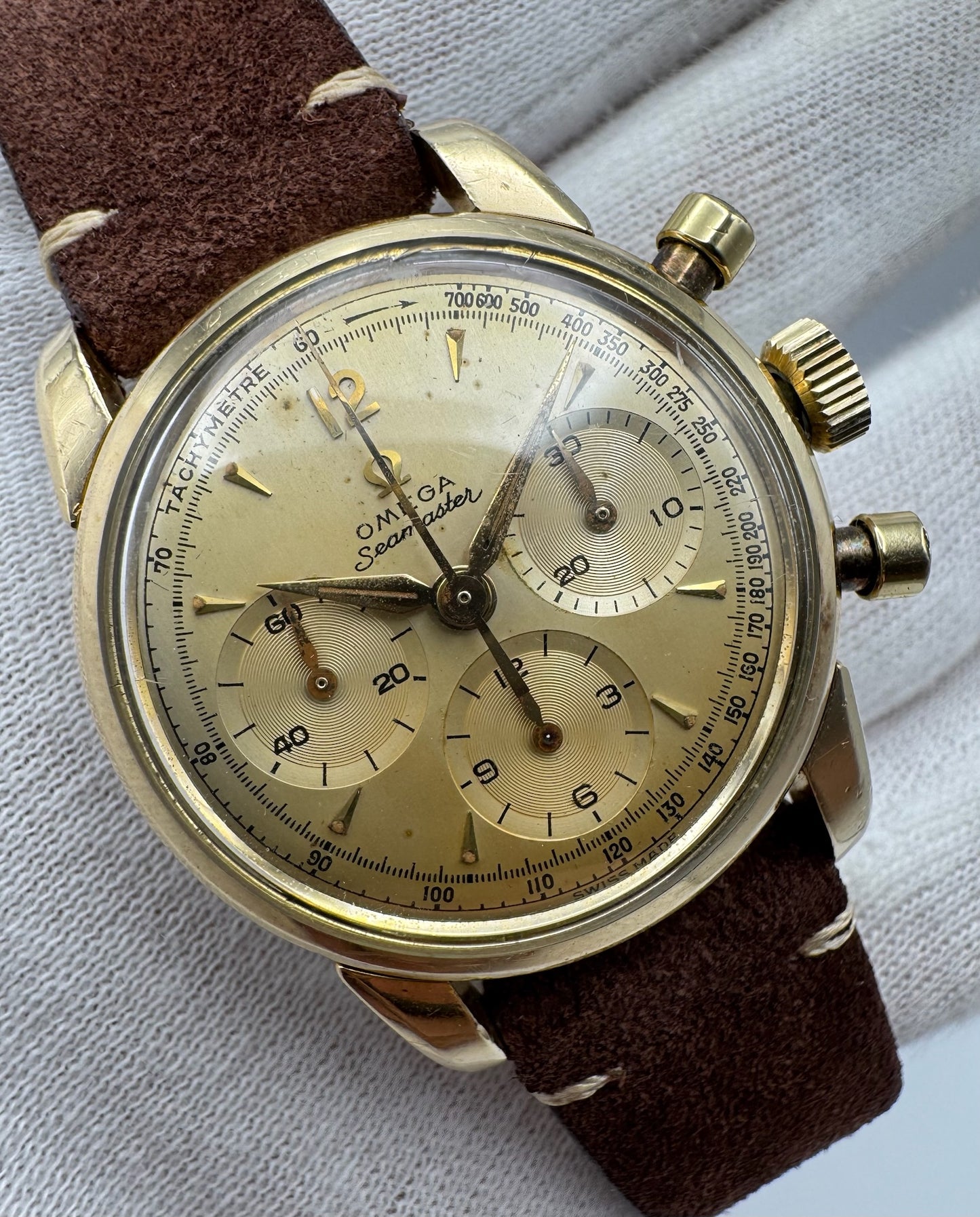 Omega Seamaster Chronograph 1950’s Gold Cap Manual Winding Cal. 321 (Unpolished/Serviced)