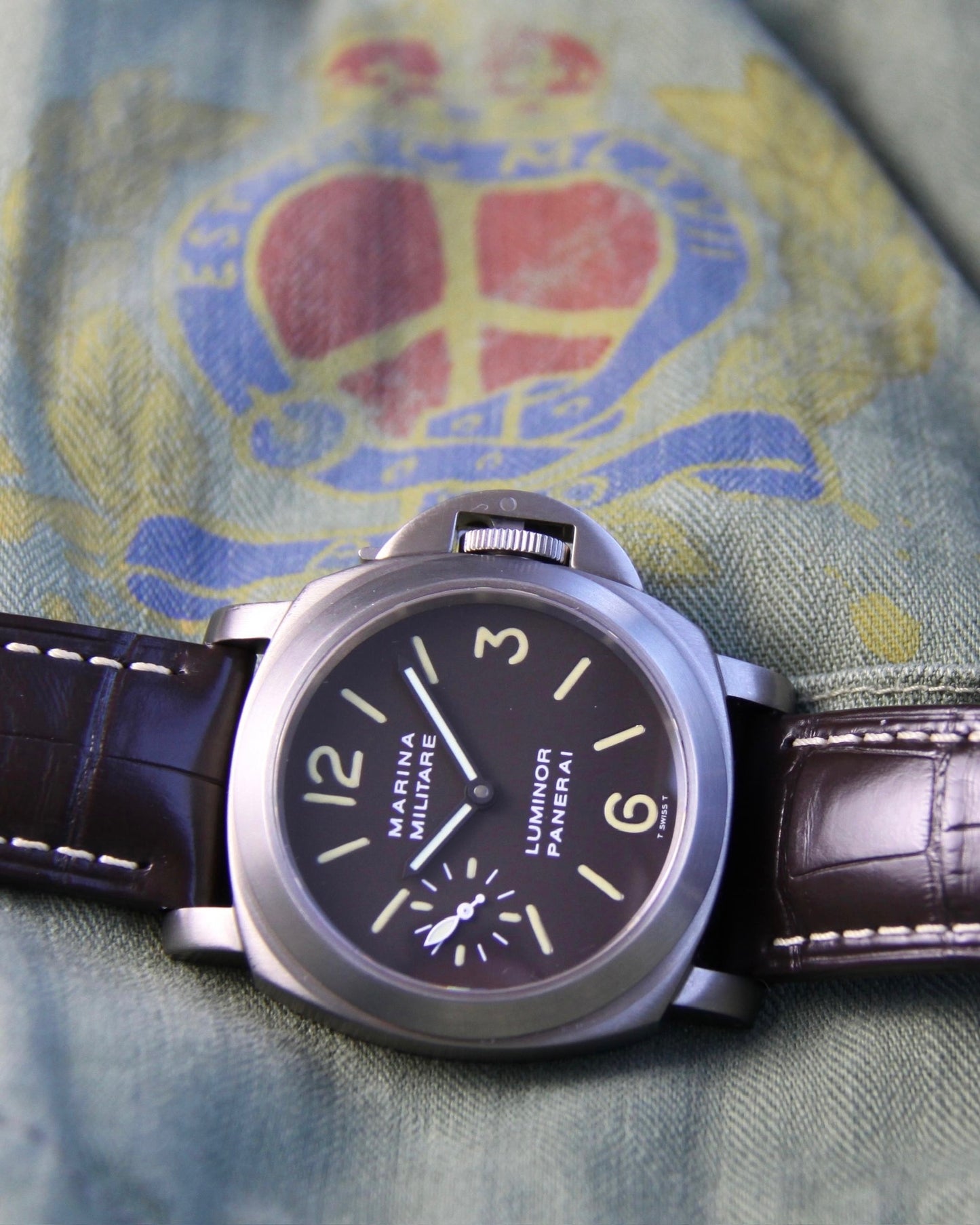 Panerai Luminor Marina Militare PAM00036 Titanium Tobacco Tritium Dial 2000 (Full-Set)