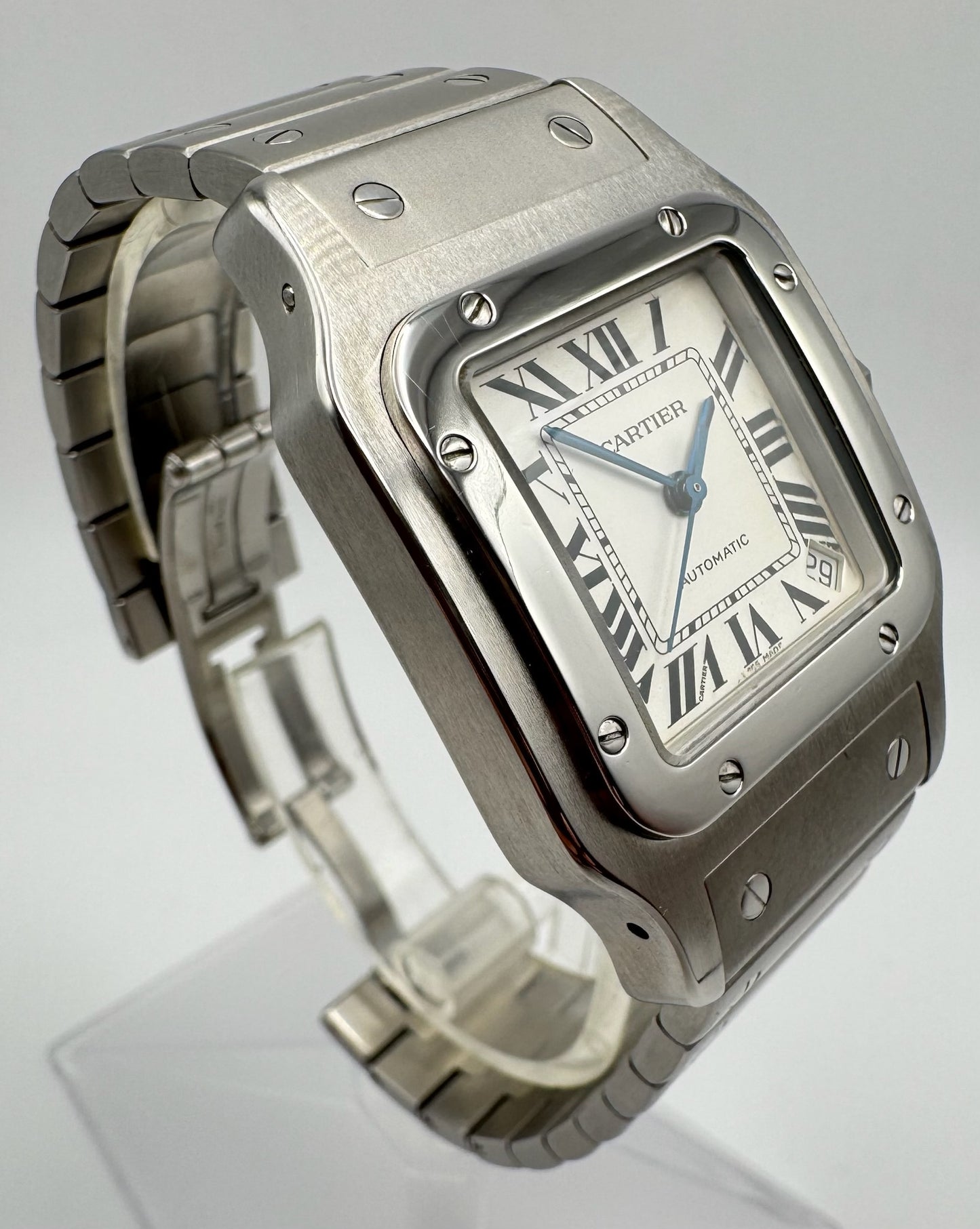 Cartier Santos Automatic with Silver Roman Dial (Box)