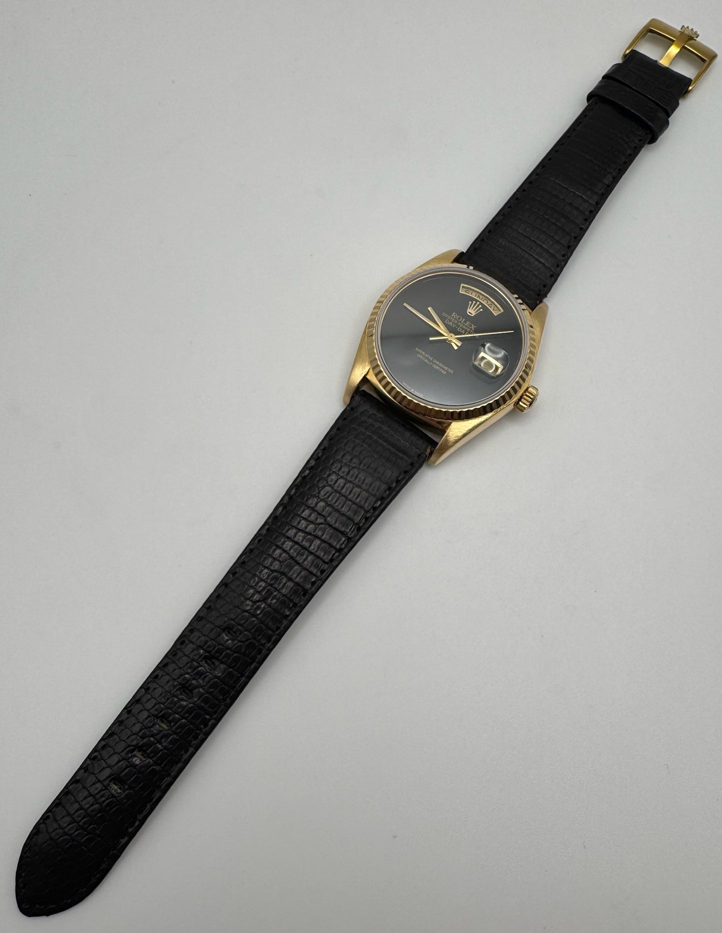 Rolex Day-Date 36 Yellow Gold Aftermarket Onyx Dial 1979 (Serviced)