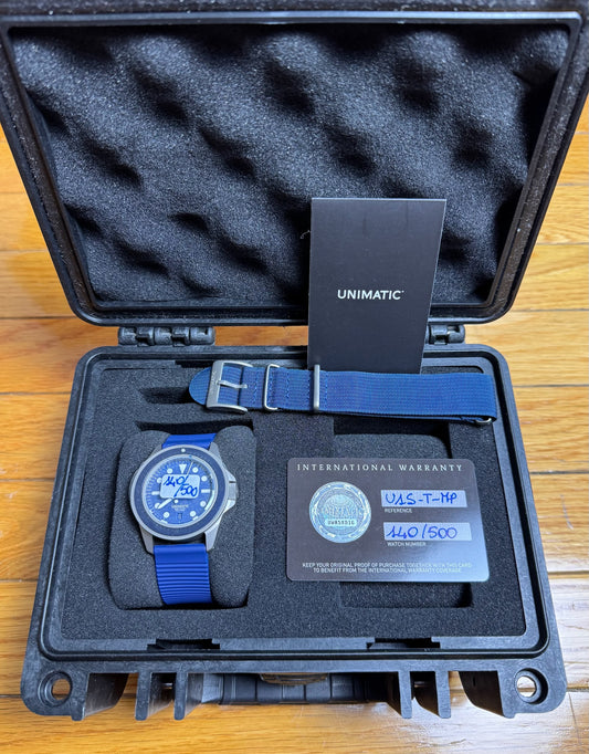 Unimatic Modello Uno Diver Blasted Titanium Blue Dial Limited Edition 500pcs (Full-Set/Unworn)